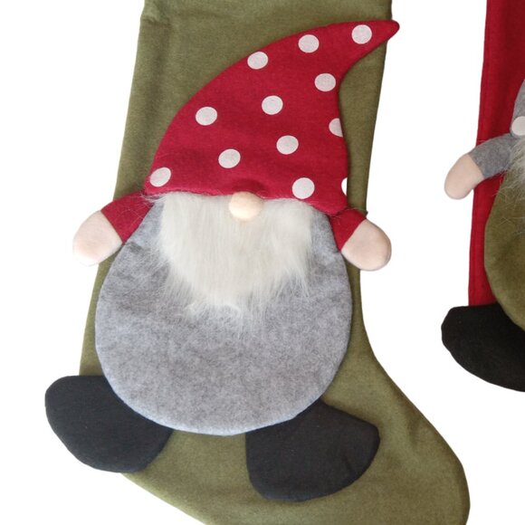 2 Large Gnome Stockings, Holiday Christmas Stockings, Christmas Decor - Picture 3 of 13